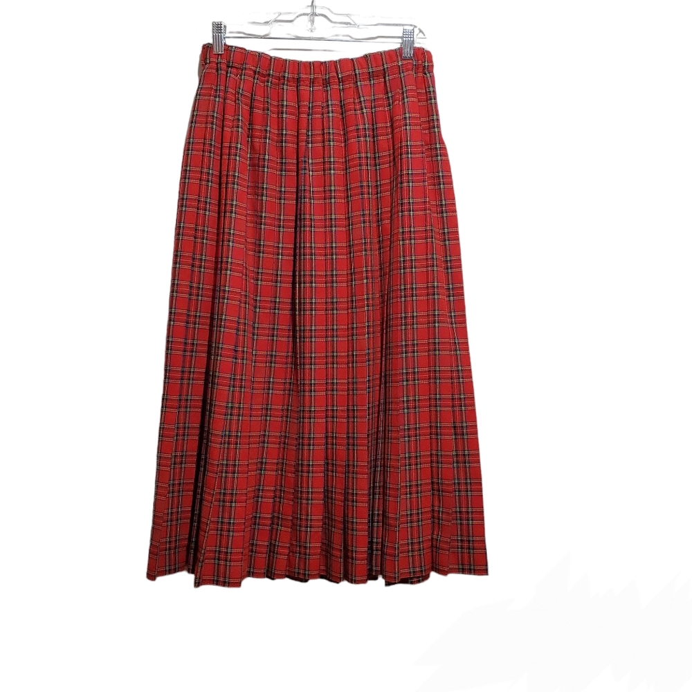 Vintage Marisa Christina Tartan Plaid Pleated Skirt Made in USA Size M Academia